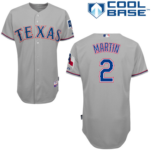Leonys Martin #2 MLB Jersey-Texas Rangers Men's Authentic Road Gray Cool Base Baseball Jersey